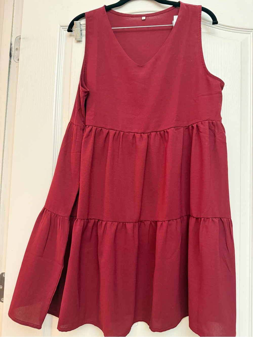 Tiered Sleeveless Dress in Deep Red for Game Day!